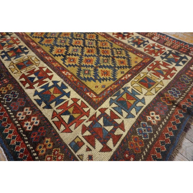 Textile 1890s Yellow Diamond Antique Caucasian Talish Carpet 3'4" X 7'6" Knotted Wool Rug For Sale - Image 7 of 12