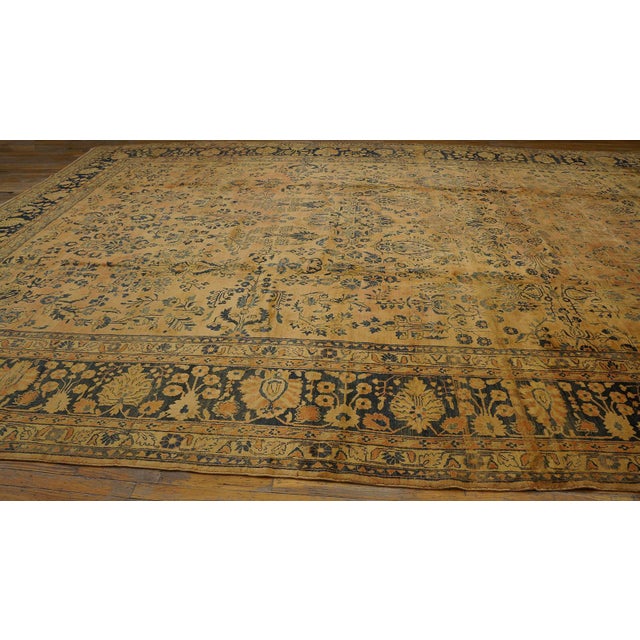 1920s Antique Sarouk Mohajeran Large Oversized Big Rug Wool Coral For Sale - Image 9 of 15