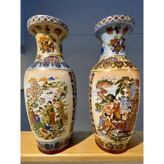 1950s Chinese Vases Depicting Meeting in the Garden, Set of 2 For Sale - Image 5 of 12