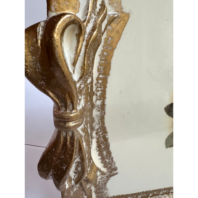 Tirinnanzi Italy Hand Painted Floral Gold Trim Bow Handles Serving Tray For Sale - Image 12 of 15