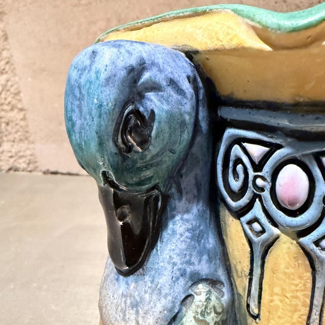Art Nouveau Art Nouveau Majolica Ceramic Planter Cachepot Jardinière Ducks For Sale - Image 3 of 14