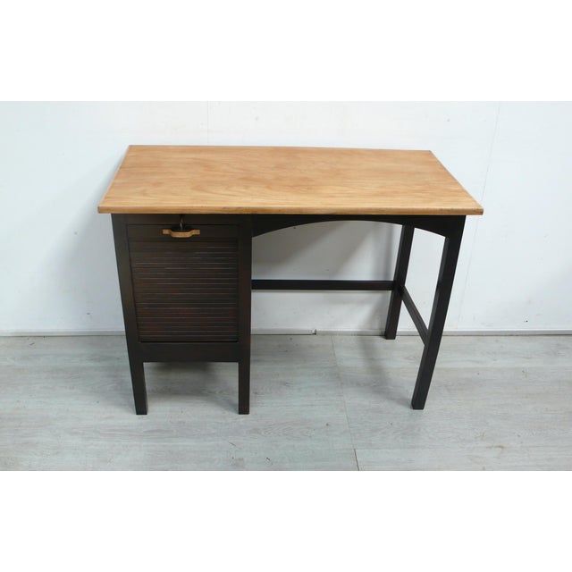 Bauhaus Small Antique German Typewriter Desk with Roll-Up Door, 1930s For Sale - Image 3 of 9