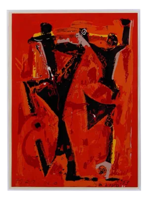 Marino Marini, Red Composition, Original Lithograph­, 1953