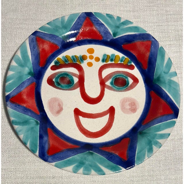 MCM Italian DeSimone Hand Painted Ceramic Sun Plates For Sale In Naples, FL - Image 6 of 7