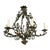 Early French Victorian Iron Tole Six Arm Chandelier - Garden Roses & Leaves For Sale
