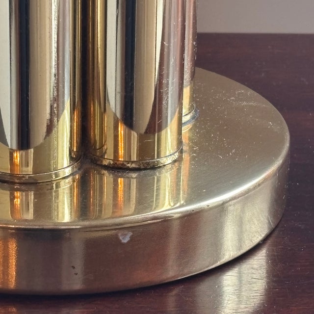 Vintage Mid-Century Modern Tiered Cylindrical Brass Table Lamp For Sale - Image 12 of 18
