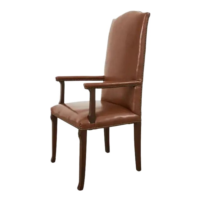English Georgian Style Faux Leather Naugahyde Hall Chair For Sale