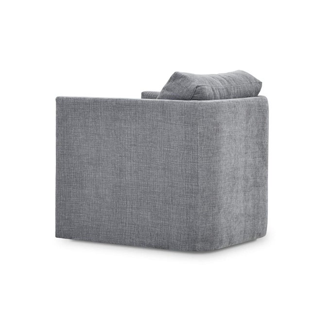 Mid-Century Minimalist Swivel Chair in Gray Upholstery For Sale - Image 4 of 7