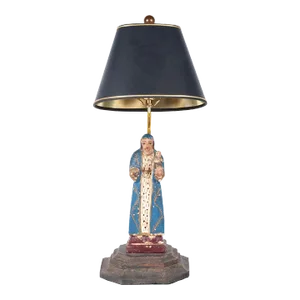 18th Century Santo Figure of Virgin Mary and Child Jesus Configured With a Table Lamp