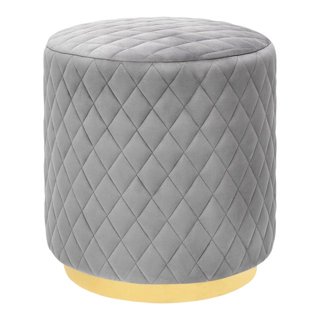 Abir Grey Velvet Ottoman For Sale