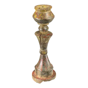 Early 20th Century African Baule Carved & Painted Wood Candle Holder Lamp