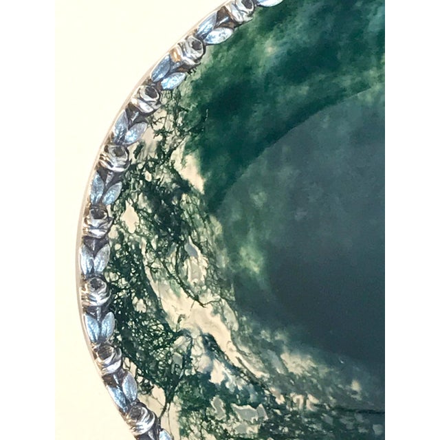 Exquisite Moss Agate Pedestal Bowl with Silver Mounts, Unmarked, Early 20th C. For Sale - Image 11 of 12