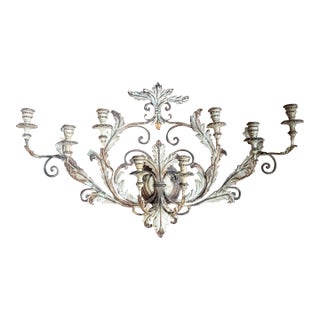 20th Century Large 40" Wide Italian Hollywood Regency Tole and Wood Wall Sconce For Sale