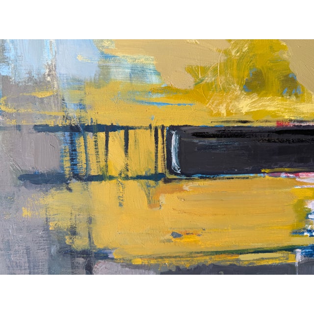 1980s Abstract Oil Painting of Train Passing Through the Marshes in Scarborough, Maine. Large, on Panel. For Sale - Image 6 of 11