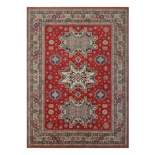 Kazak Rug 9’11” X 13’8” Red Wool Tribal Hand-Knotted Oriental Carpet For Sale