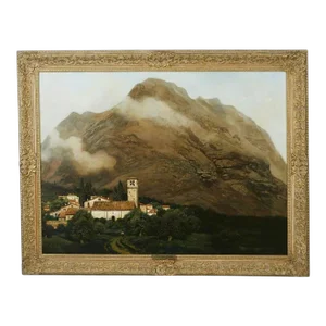 Late 19th Century Italian Mountain Landscape Oil Painting by Henry Pember Smith, Framed