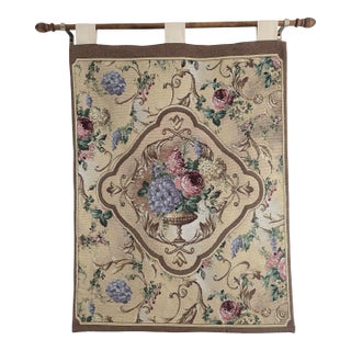 Vintage French Country Botanical Jardin Bouquet Wall Tapestry For Sale