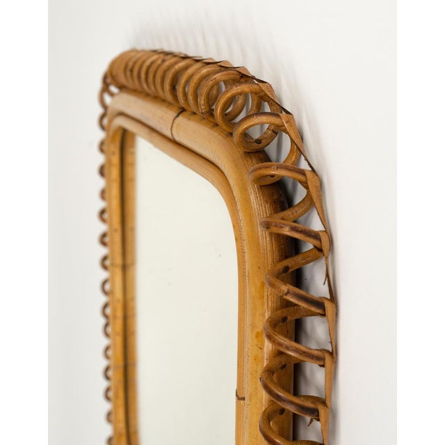 Midcentury Modern Squared Wall Mirror in Rattan and Bamboo by Franco Albini, 1960s For Sale - Image 8 of 10