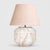 Hand-Blown Glass Table Lamp with Linen Shade in White Marble by Svitanok For Sale - Image 4 of 4