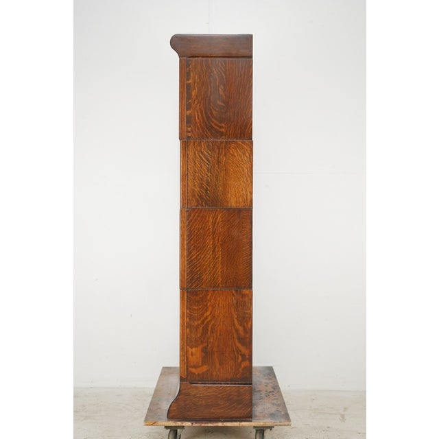 Brown Antique Four Section Oak Humphrey Barrister Bookcase For Sale - Image 8 of 13