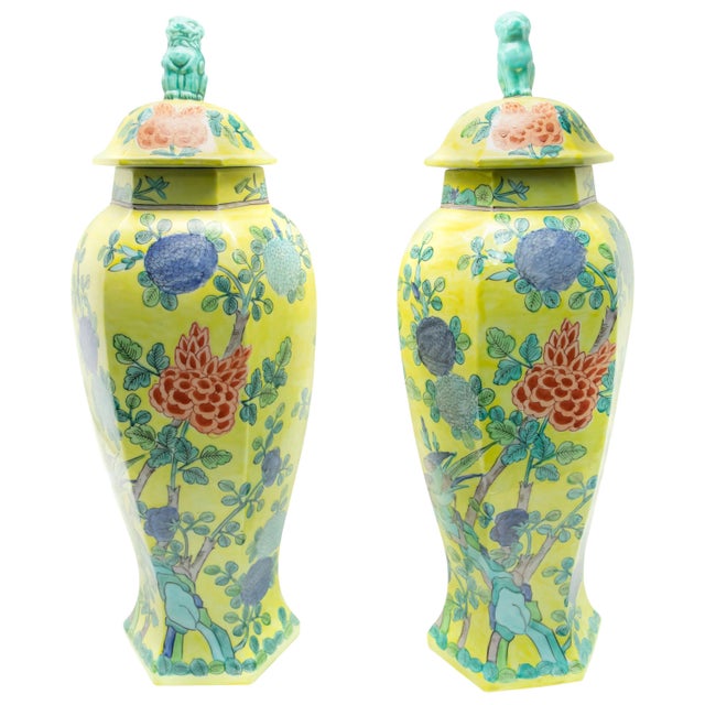 Chinese Hand Painted Ceramic Urns - a Pair For Sale - Image 12 of 12