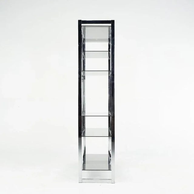 DIA - Design Institute America 1970s Design Institute America (D I A) Staggered Chrome + Smoked Glass Étagère Shelving Wall Unit For Sale - Image 4 of 9