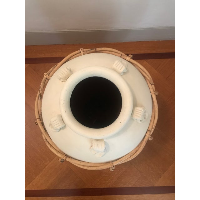 1980s Boho Braided Rattan Wrapped Vase For Sale - Image 4 of 5