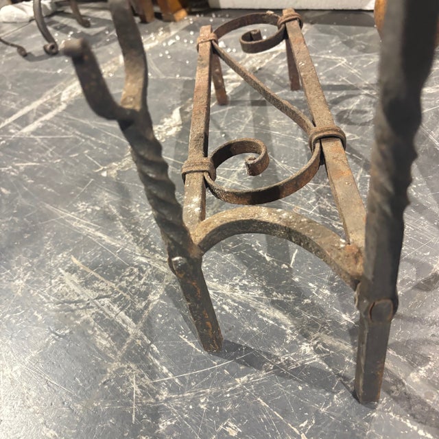 Antique Andirons in Wrought Iron, 1800s, Set of 2 For Sale - Image 16 of 17
