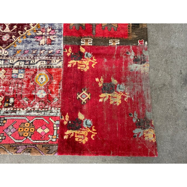 Red 9ft 8in X 12ft Turkish Patchwork Area Rug For Sale - Image 8 of 15