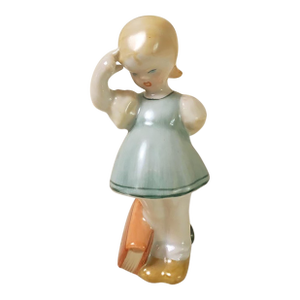 1980s Herend Little Sage Figurine 5837 István Lőrincz Hungarian Porcelain Schoolgirl European Ceramics Art Deco Grandmillenial