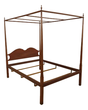 Country Style Full Size Red Painted Finish Poster Bed