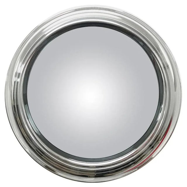 1960s Mid-Century Italian Round Polished Chromed and Smoked Mirror, 1960s For Sale - Image 5 of 5