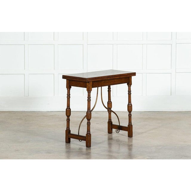 circa 1900 Spanish Oak Card Hall Table W76 x D38 x H74 cm Depth when open 77 cm Weight 14 kg