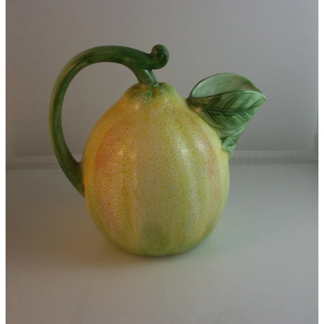 Mid 20th Century Sculpted Hand Painted Ceramic Pear Pitcher For Sale - Image 4 of 9