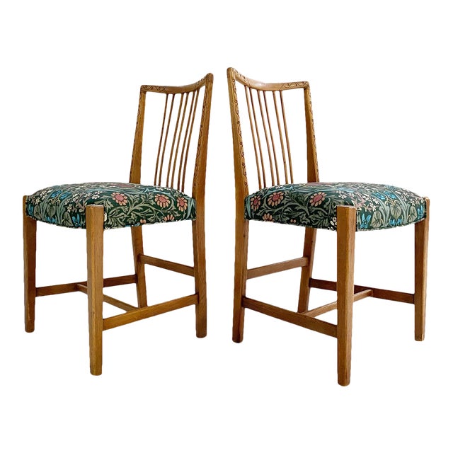 Hans Wegner Dining Chairs In William Morris Blackthorn A Pair Chairish