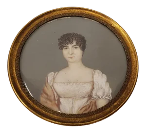 19th Century Portrait Miniature of a Young Woman With Short Curly Hair