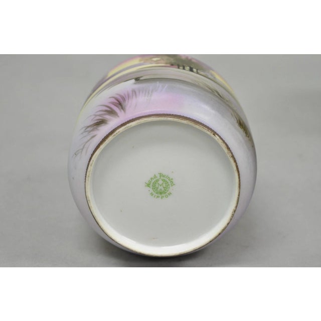 Antique Nippon Hand Painted Porcelain Countryside Lake Scene Covered Biscuit Jar For Sale - Image 15 of 17
