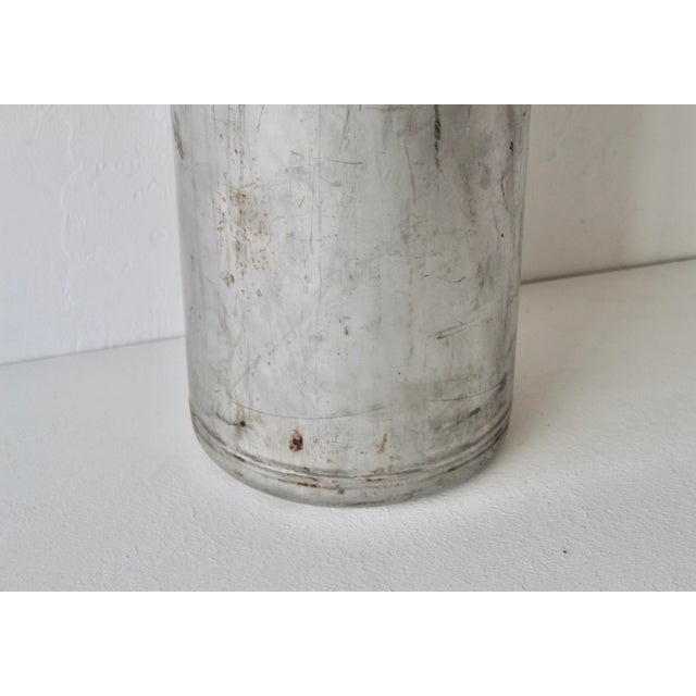 Metal Paul Mayen Style Vintage Industrial Chic Modern Cylindrical Umbrella Stand With Patina Mid Century For Sale - Image 7 of 17