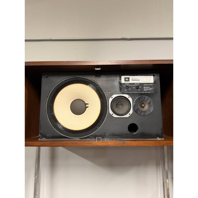 Wood Founders Mid-Century Modern 2-Section Wall Unit With JBL L100 Century Speakers For Sale - Image 7 of 12