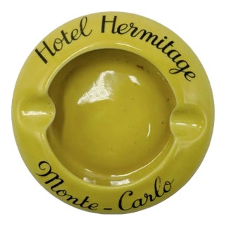 Vintage 5-Star Hotel Hermitage Monte-Carlo Ashtray French Riviera Yellow For Sale