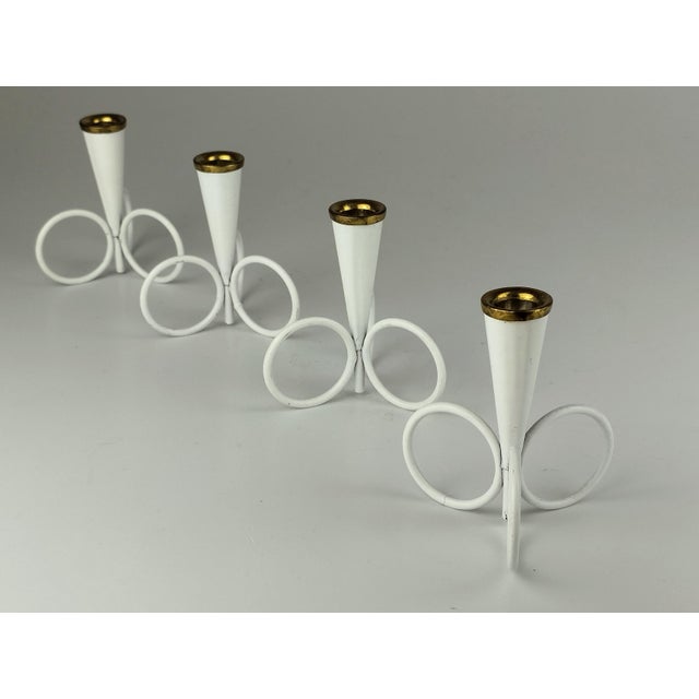 Gunnar Ander White Candleholders by Gunnar Ander for Ystad-Metall, Sweden, 1950s, Set of 4 For Sale - Image 4 of 9