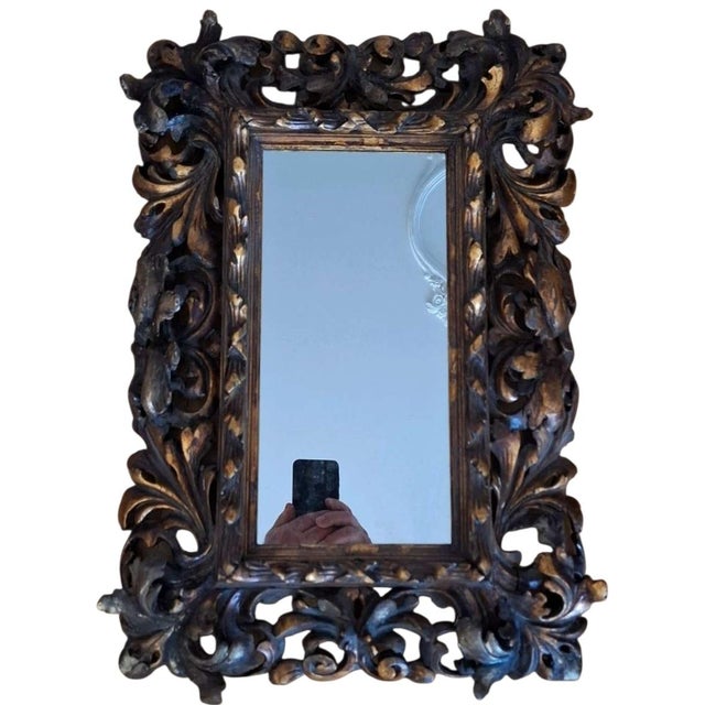 Antique Hand-Carved Wooden Mirror, 1800s For Sale - Image 11 of 11