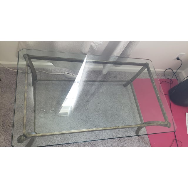 1980s Fortunoff Glass & Bronze End Tables & Coffee Table, Atrributed For Sale - Image 9 of 11