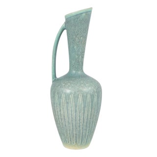 Turquoise-Green Hares Fur Glazed Ceramic Pitcher by Gunnar Nylund for Rörstrand For Sale
