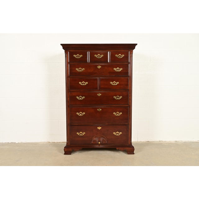Thomasville Georgian Carved Cherry Wood Highboy Dresser, Circa 1980s For Sale - Image 15 of 15
