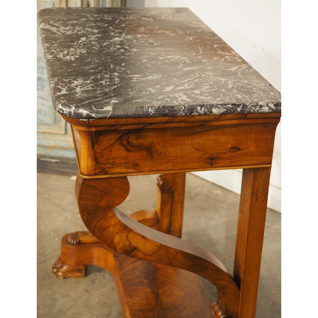 Charming Circa 1825 French Restauration Period Console in Walnut and Burl Walnut For Sale - Image 9 of 17