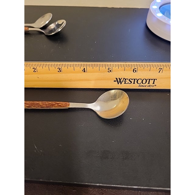 Vintage MCM Tea Spoon Stainless Steel Teak Wood Handle Japan For Sale In San Francisco - Image 6 of 8