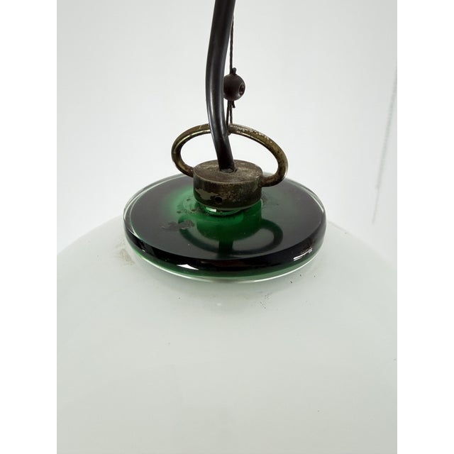 Green Milk and Green Murano Glass Fazzoletto Pendant in the style of Venini, 1970s. For Sale - Image 8 of 12