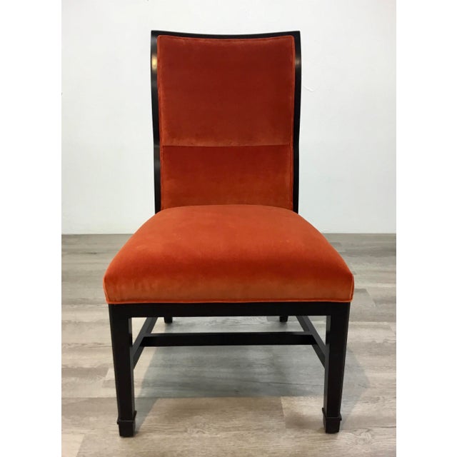 Henredon Modern Orange Velvet Dining Chairs Set of Four Chairish