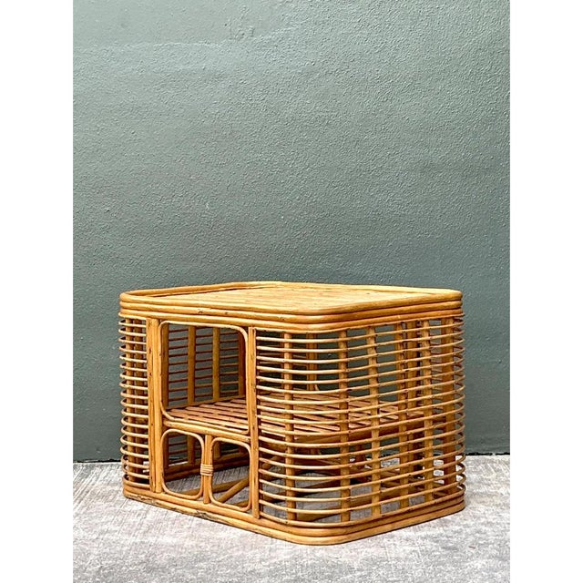 Wood Vintage Rattan Stacked Rattan Coffee Table For Sale - Image 7 of 12